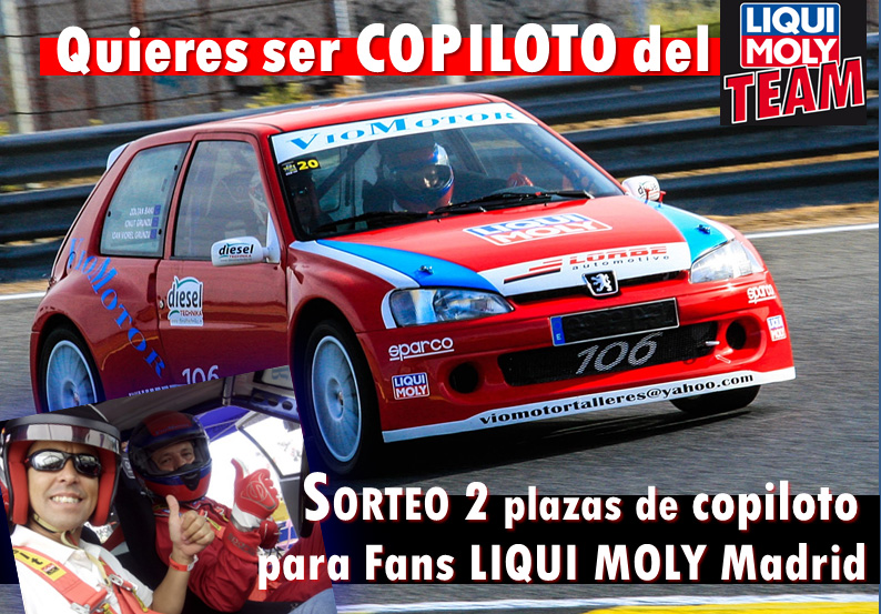 Liqui Moly Madrid sortea 2 plazas de COPILOTO en un 106 Maxi entre sus Fans